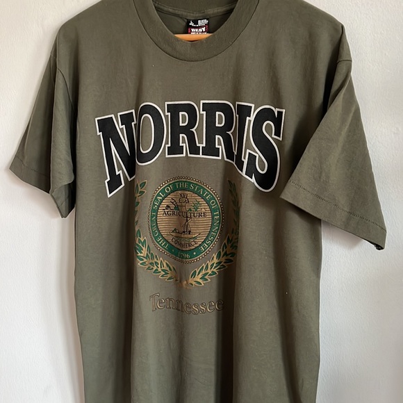Vintage Norris Tennessee T-Shirt / Large / 90s / Single Stitch / Army Green - Picture 5 of 6